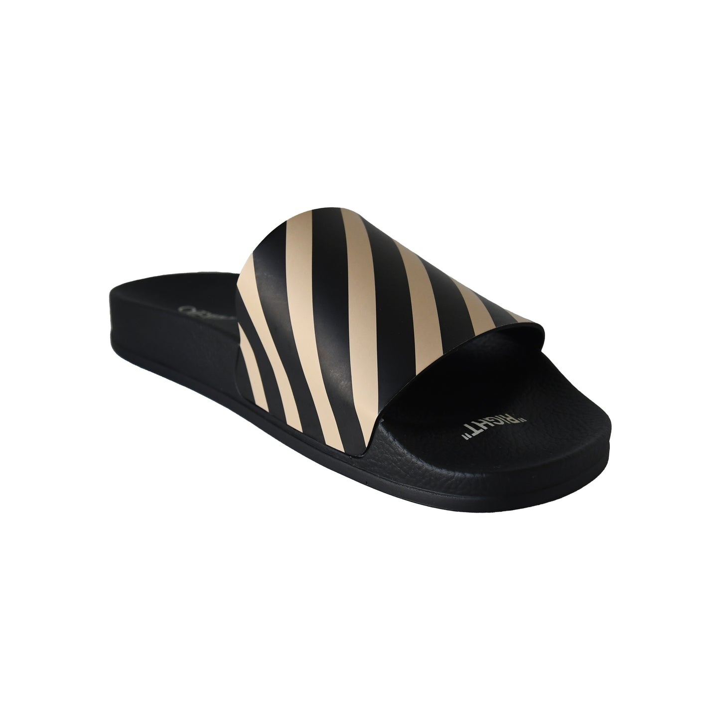 Off-White Diag Striped Slides Black Beige-NOBLEMARS