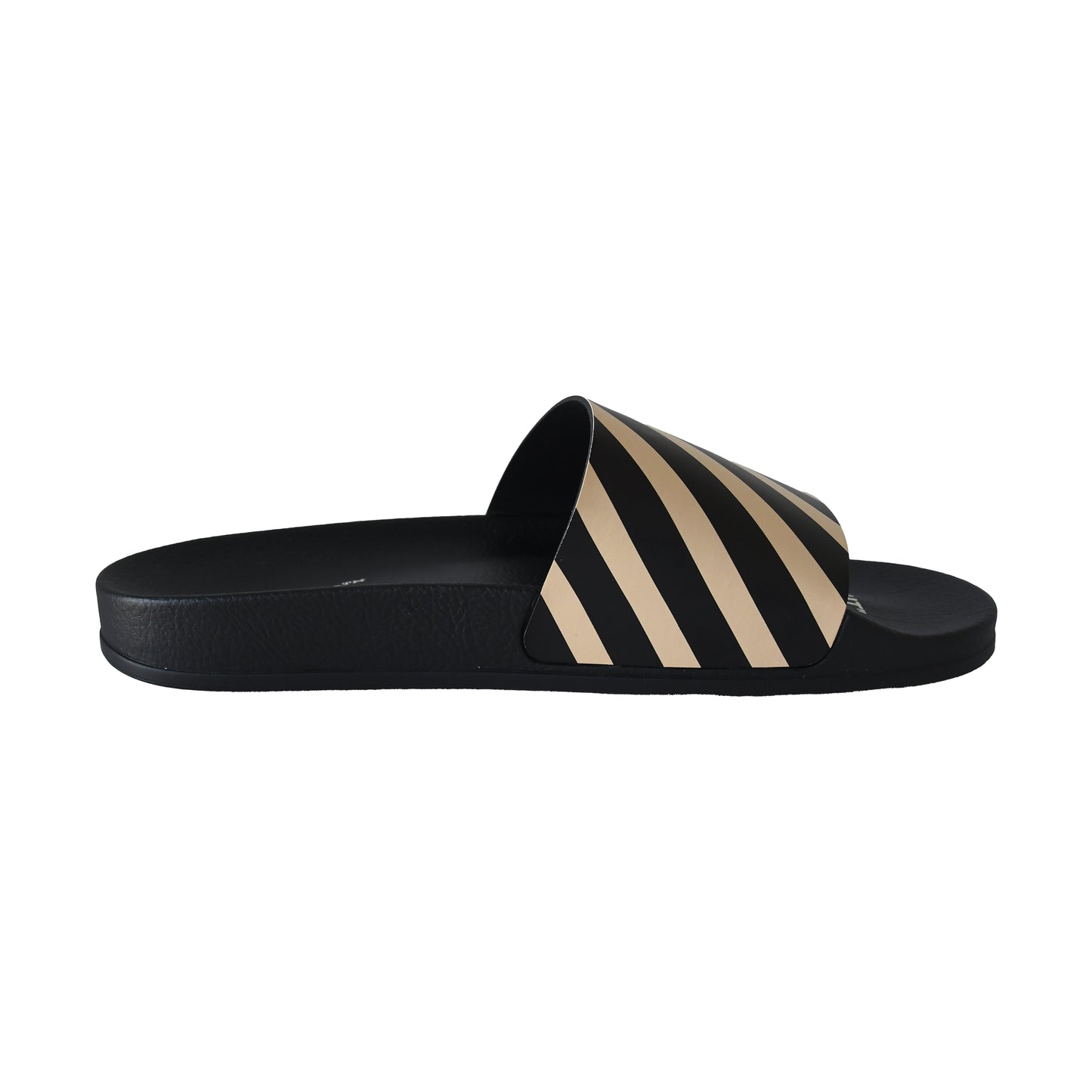Off-White Diag Striped Slides Black Beige-NOBLEMARS