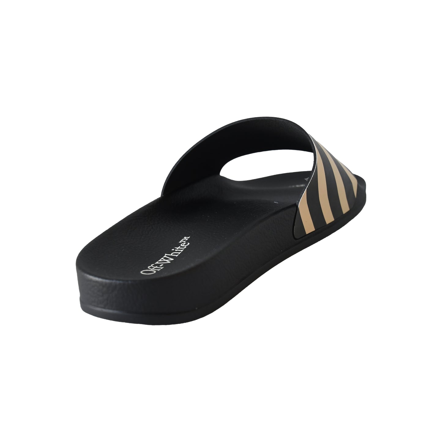 Off-White Diag Striped Slides Black Beige-NOBLEMARS