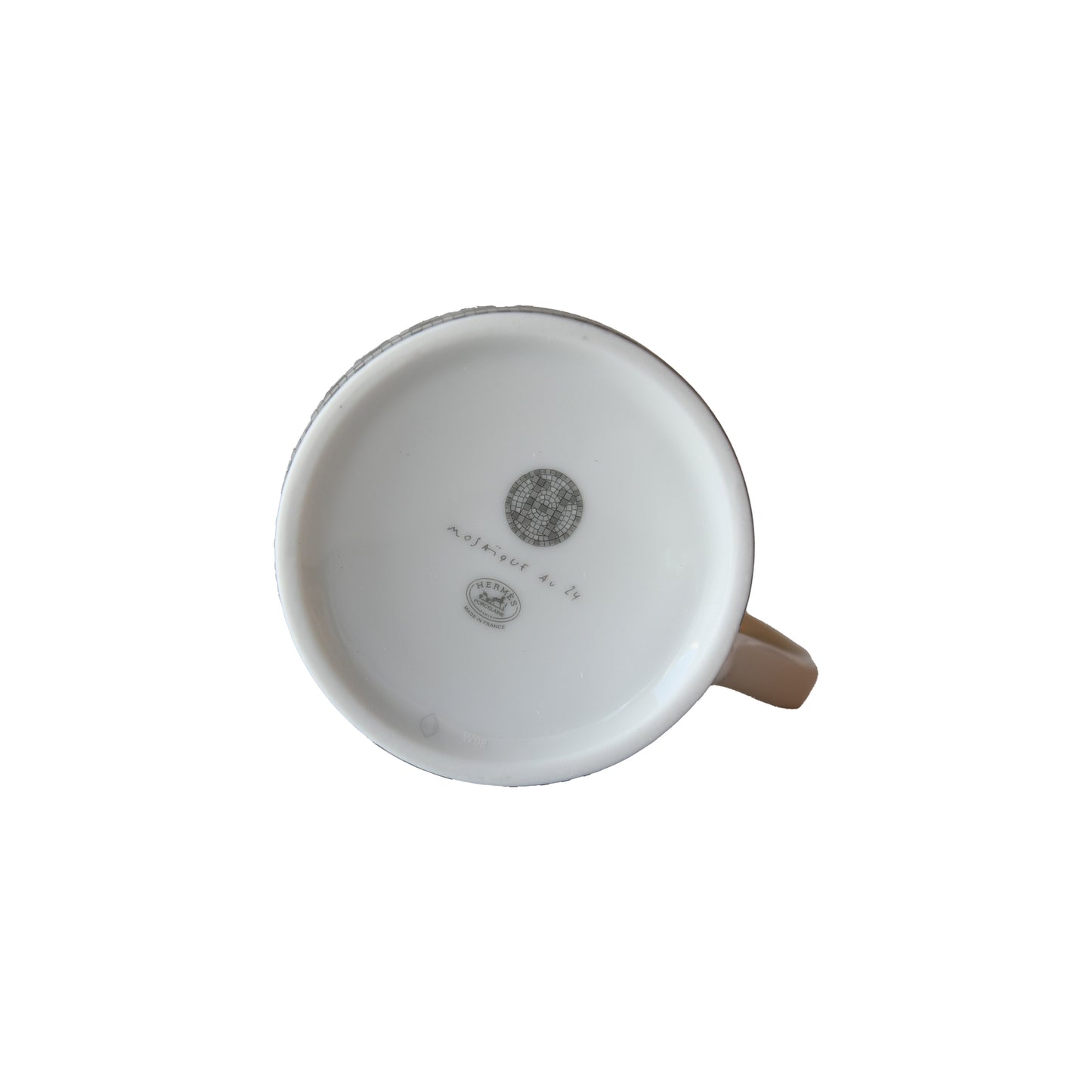 Hermes Mosaique Au 24 Platinum Porcelain Mug Grey-NOBLEMARS