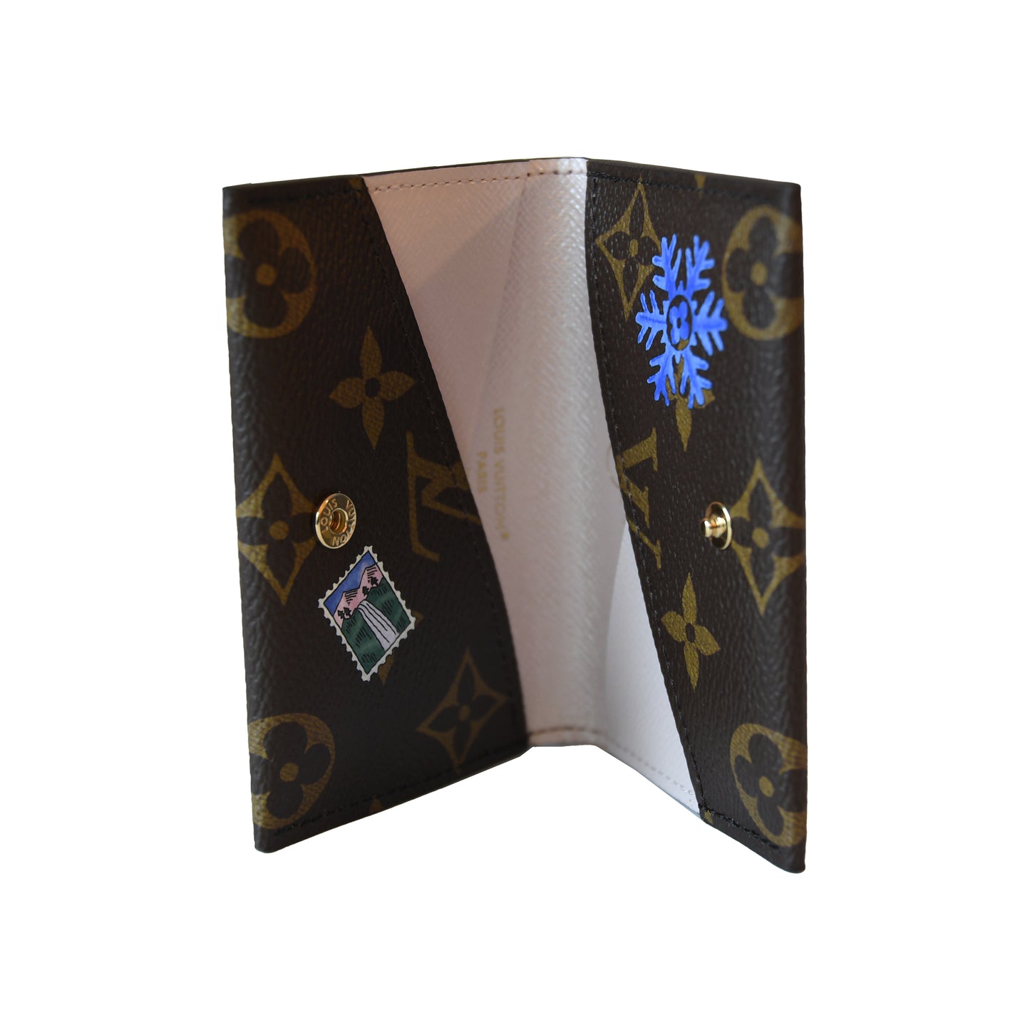 Louis Vuitton Monogram Canvas Card Holder With Vivienne Travel-Themed Sticker Patterns-NOBLEMARS