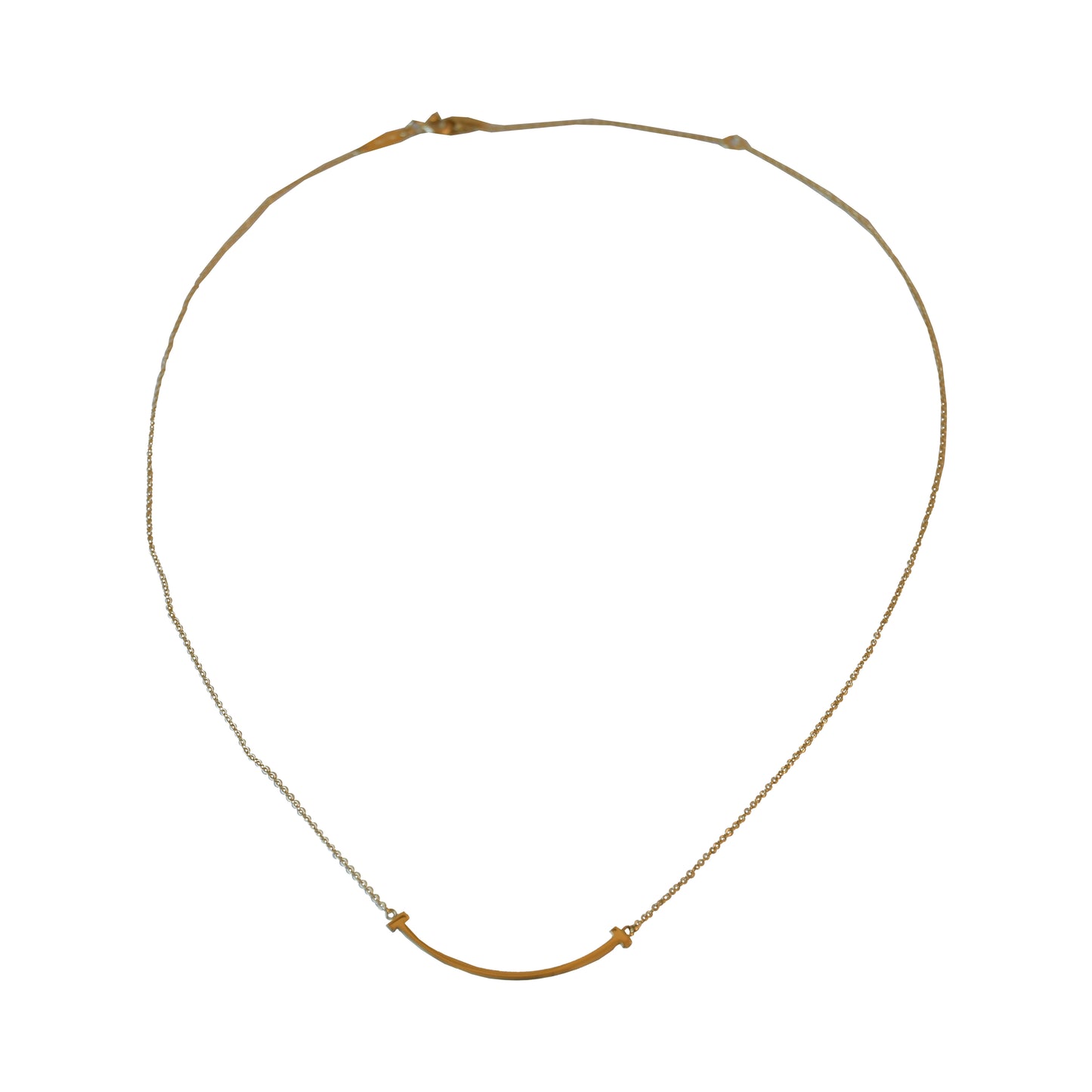 Tiffany 18k T Smile Small Pendant Necklace Rose Gold-NOBLEMARS