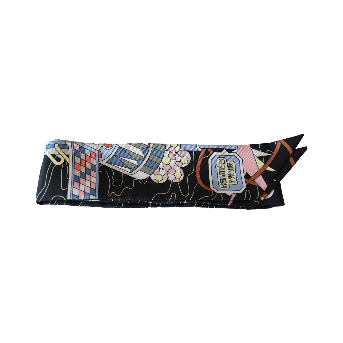 Hermes Odyssey Silk Twilly Scarf Black-NOBLEMARS
