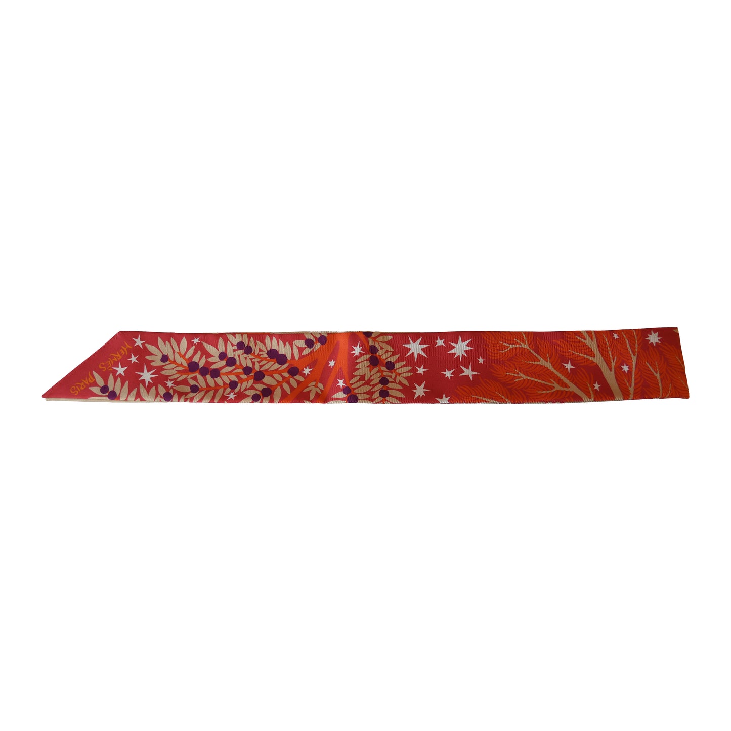 Hermes Sous Le Charme D'Orphee Silk Twilly Scarf vermillon-NOBLEMARS