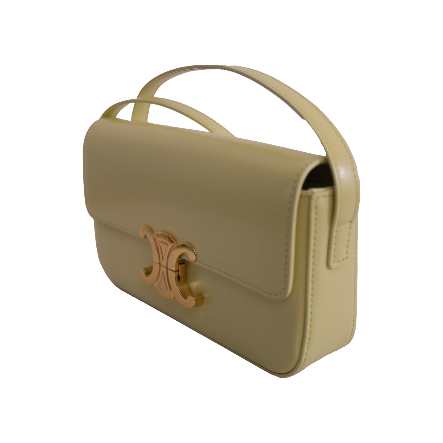 Celine Shiny Calfskin Triomphe Shoulder Bag Papyrus-NOBLEMARS