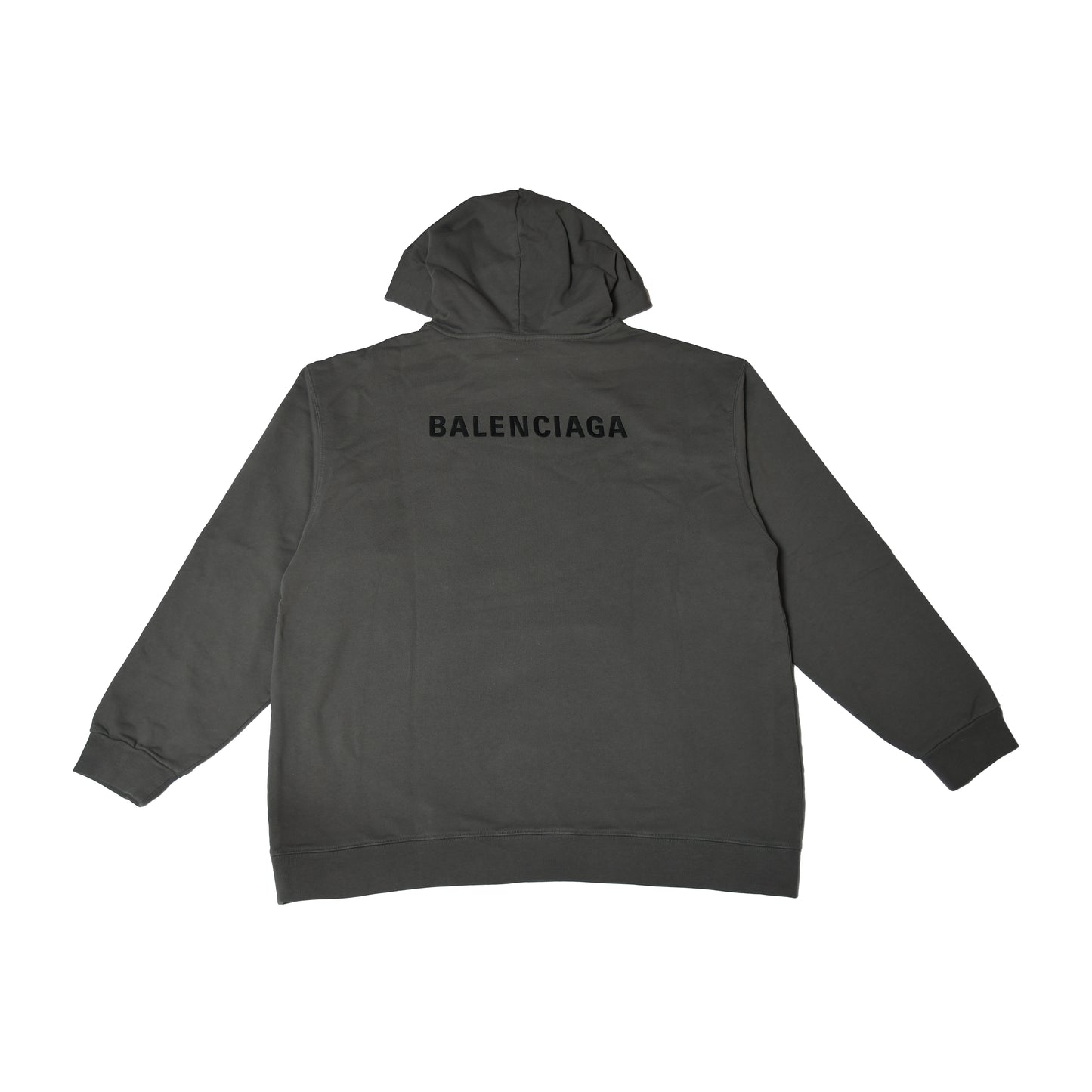 Balenciaga Embroidered Front Back Logo Hoodie Grey-NOBLEMARS
