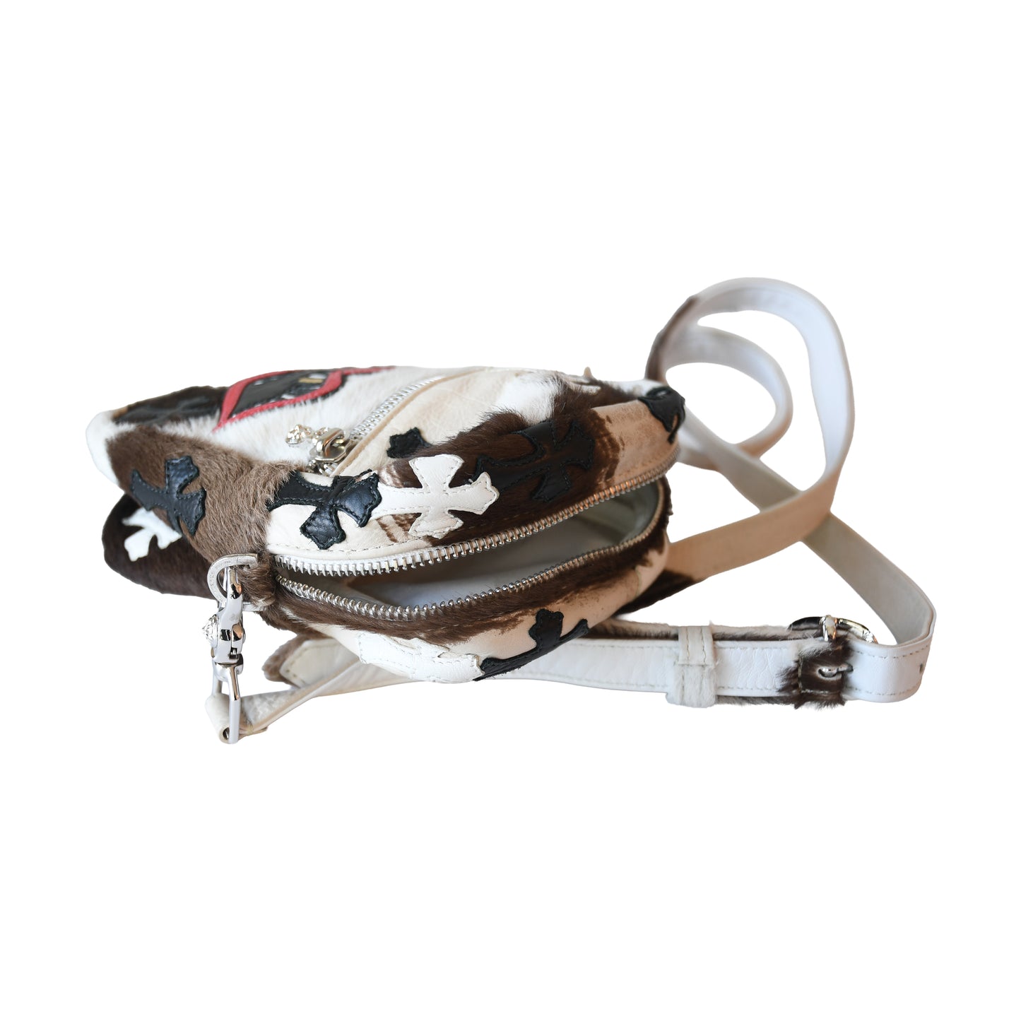 Chrome Hearts Matty Boy Cross Patch Chomper Cowhide Taka Bag White-NOBLEMARS