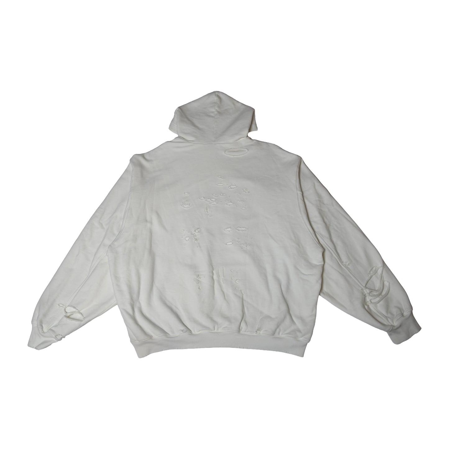 Balenciaga Caps Destroyed Oversize Fit Hoodie White-NOBLEMARS