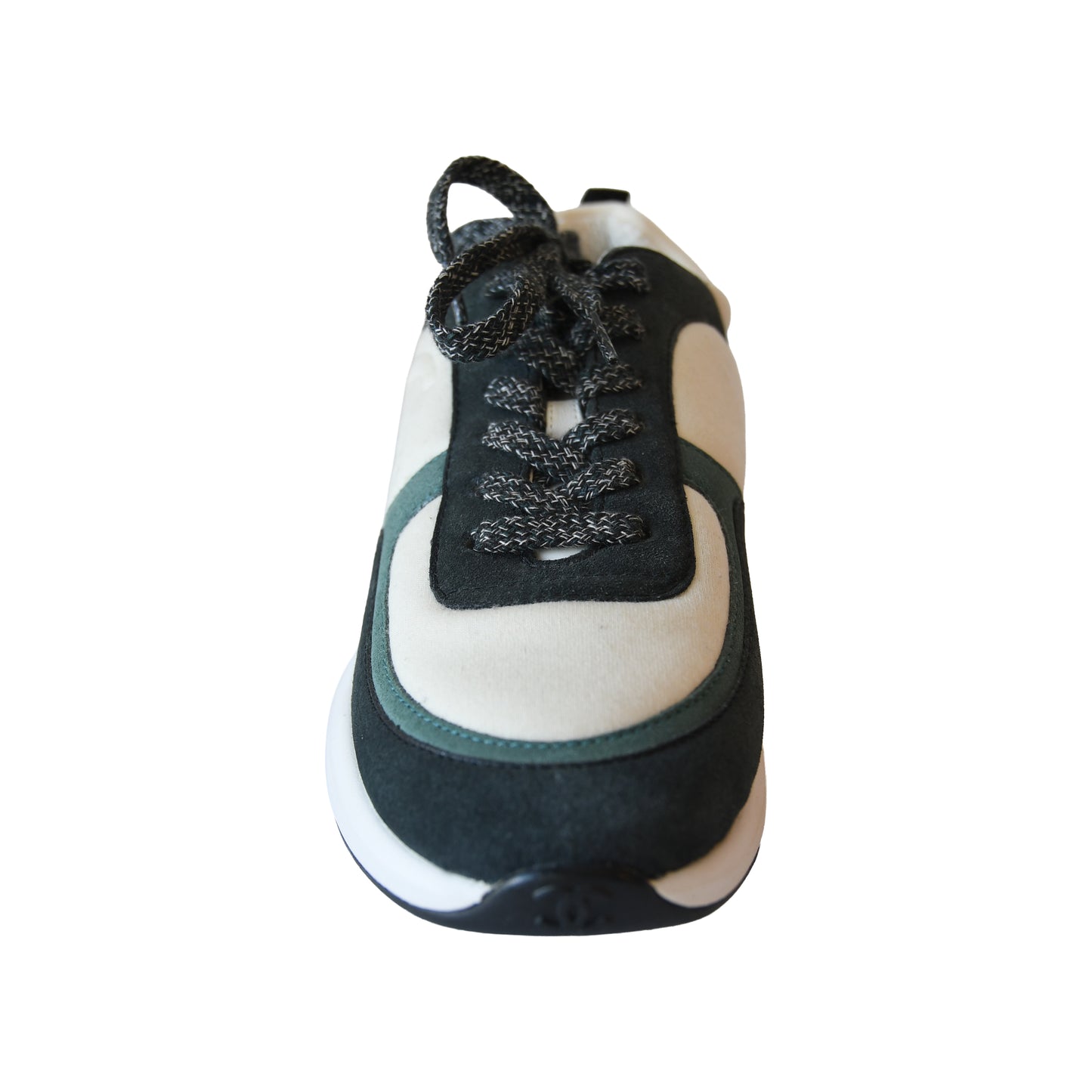 Chanel Interlocking CC Logo Suede Low Top Sneakers Dark Grey Iron-NOBLEMARS