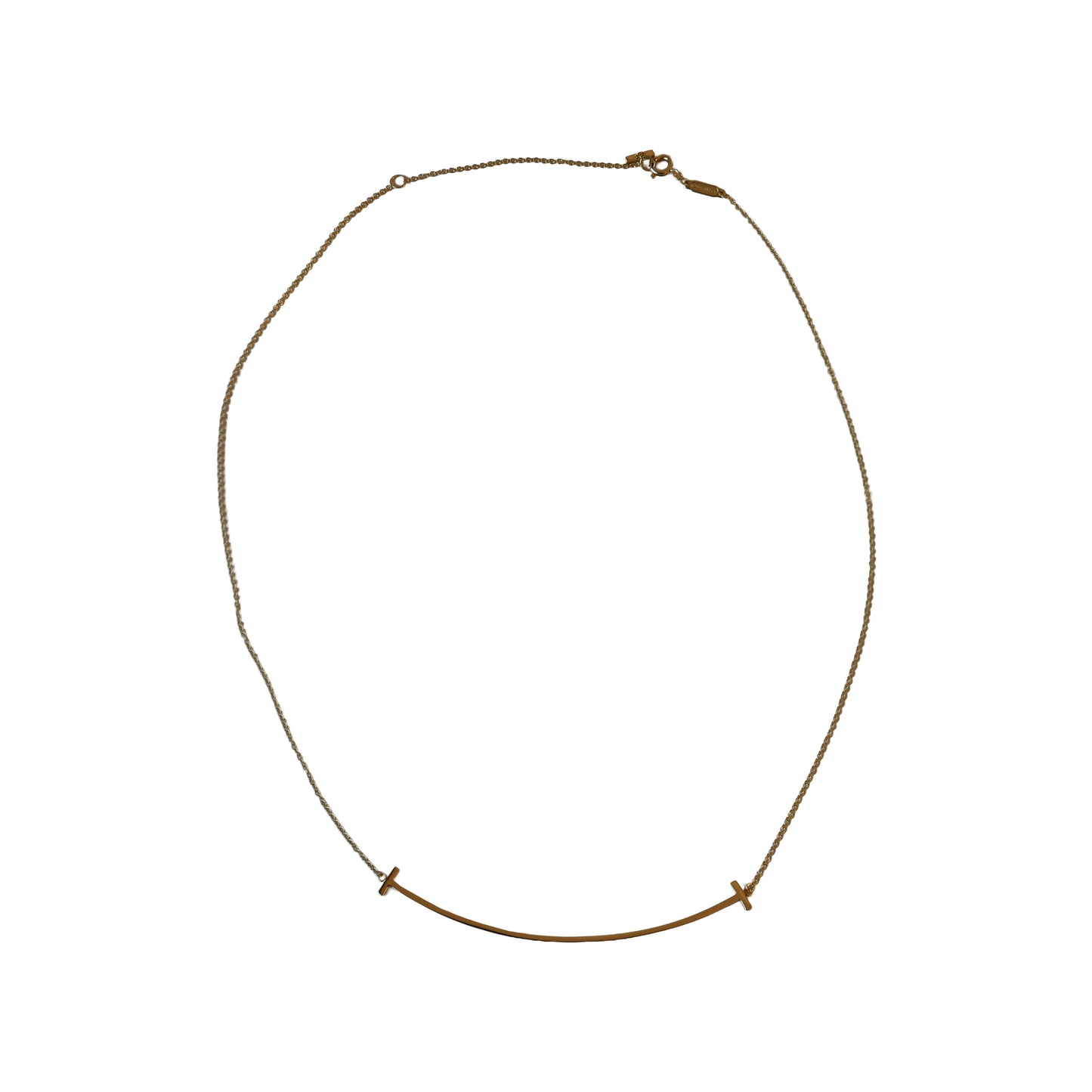Tiffany 18k T Smile Large Pendant Necklace Rose Gold-NOBLEMARS