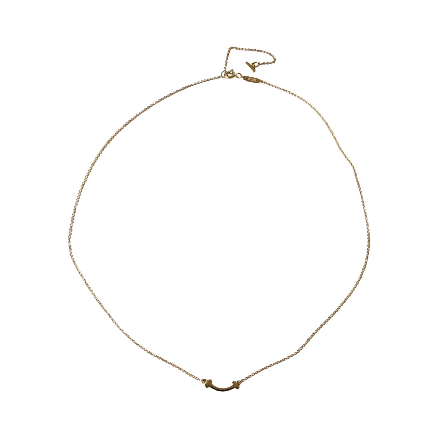 Tiffany 18k T Smile Mini Pendant Necklace Rose Gold-NOBLEMARS