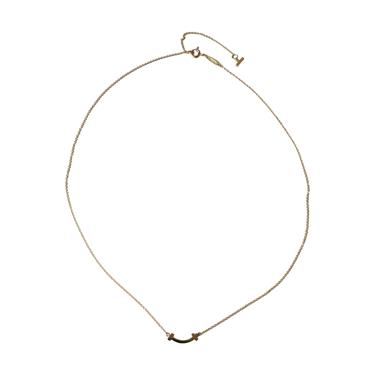 Tiffany 18k T Smile Mini Pendant Necklace Gold-NOBLEMARS