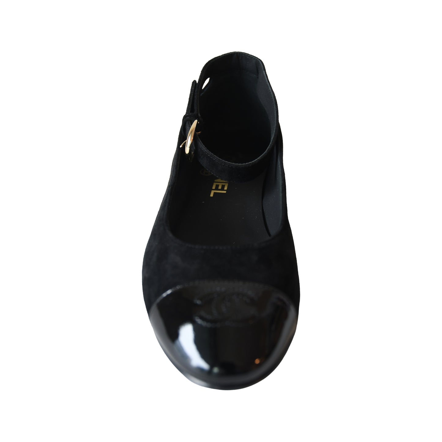 Chanel Suede Mary Jane Ballet Flats Black-NOBLEMARS