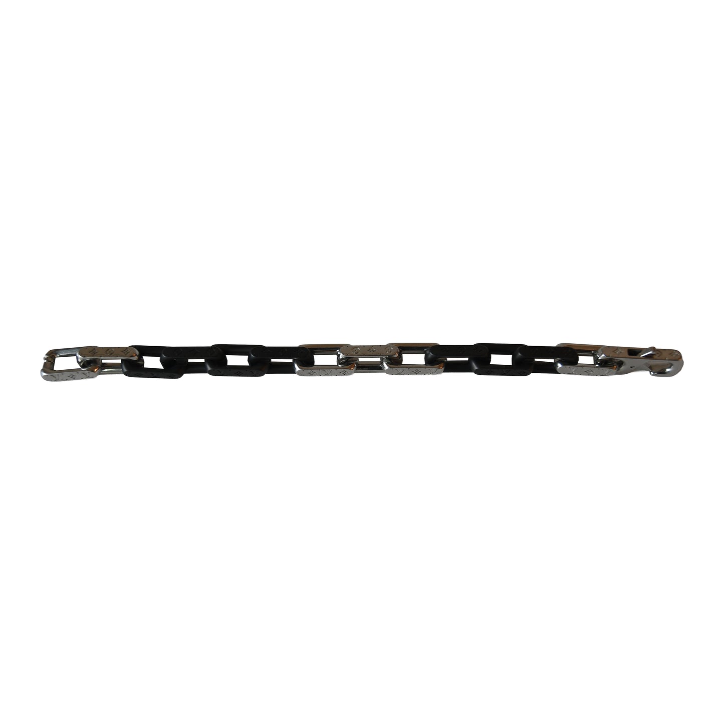 Louis Vuitton Stainless Steel Monogram Chain Bracelets Black White-NOBLEMARS