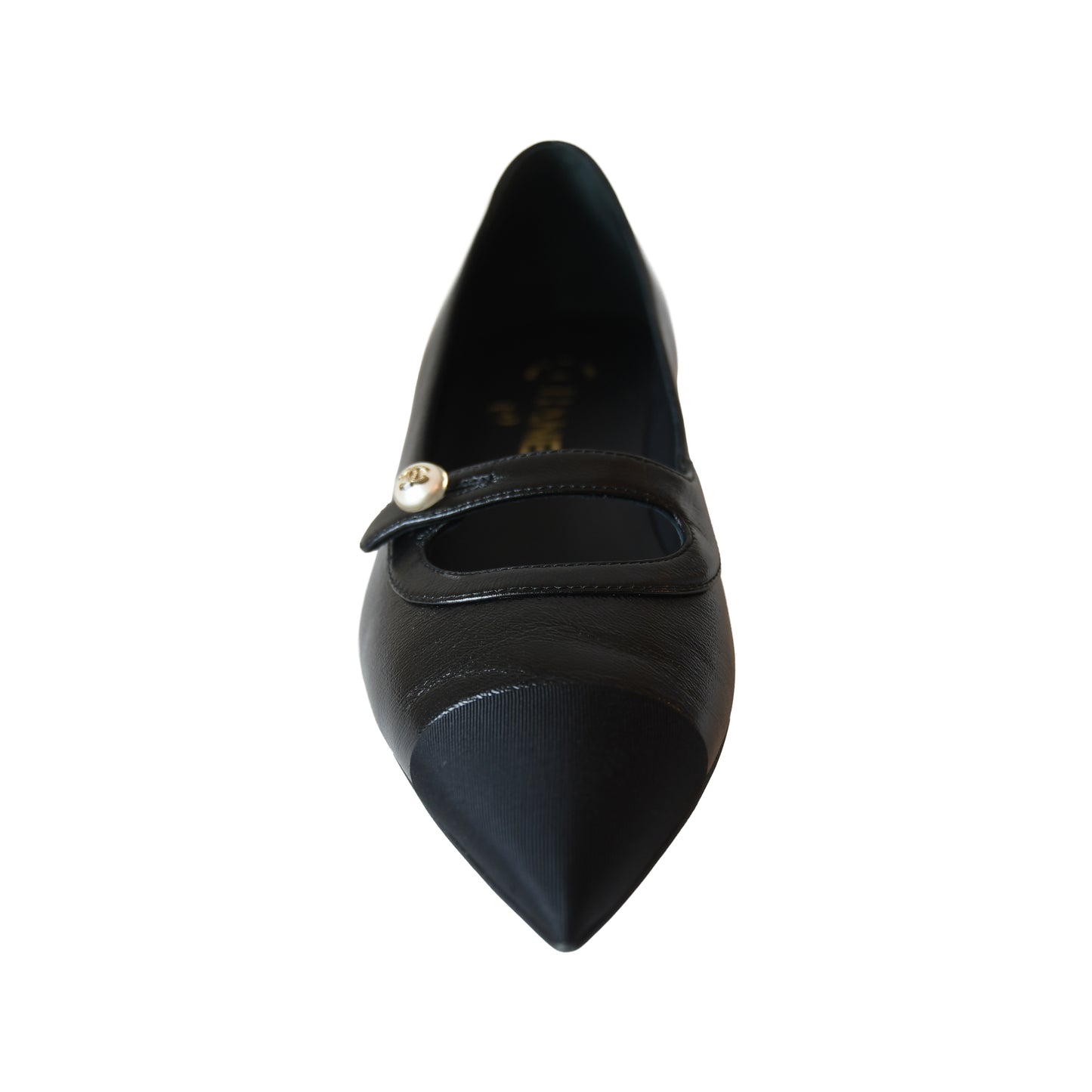 Chanel Interlocking CC Logo Ballet Flats Black-NOBLEMARS