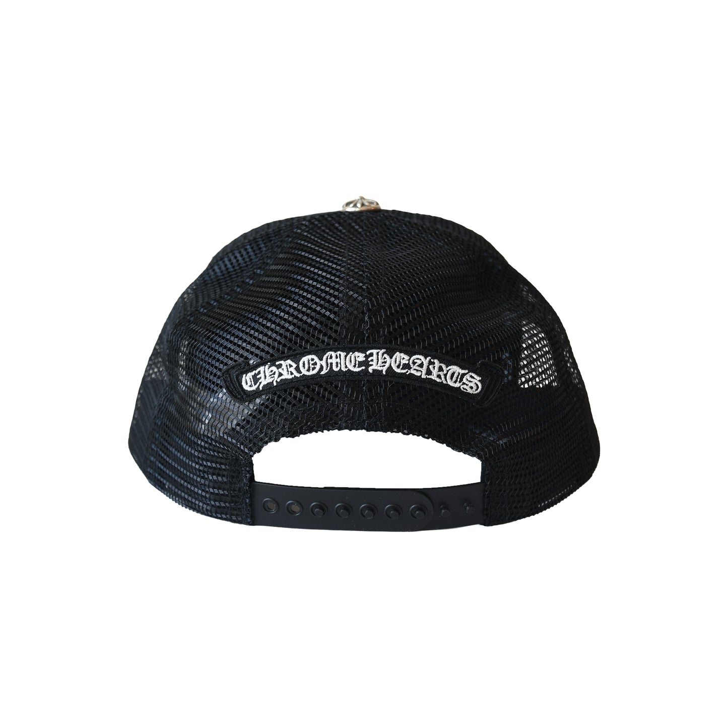Chrome Hearts Triple Cross Cemetery Trucker Hat Black-NOBLEMARS