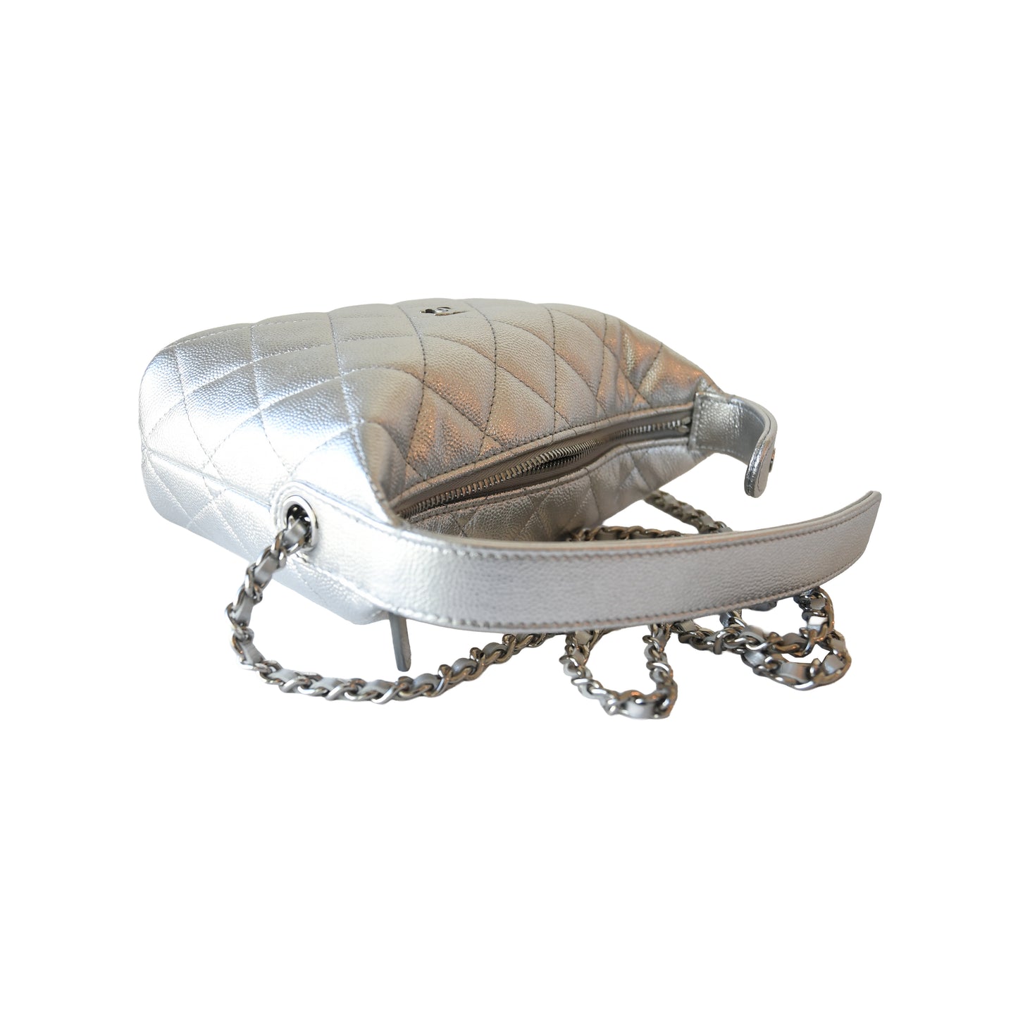 Chanel Caviar Quilted Hobo Bags Silver-NOBLEMARS