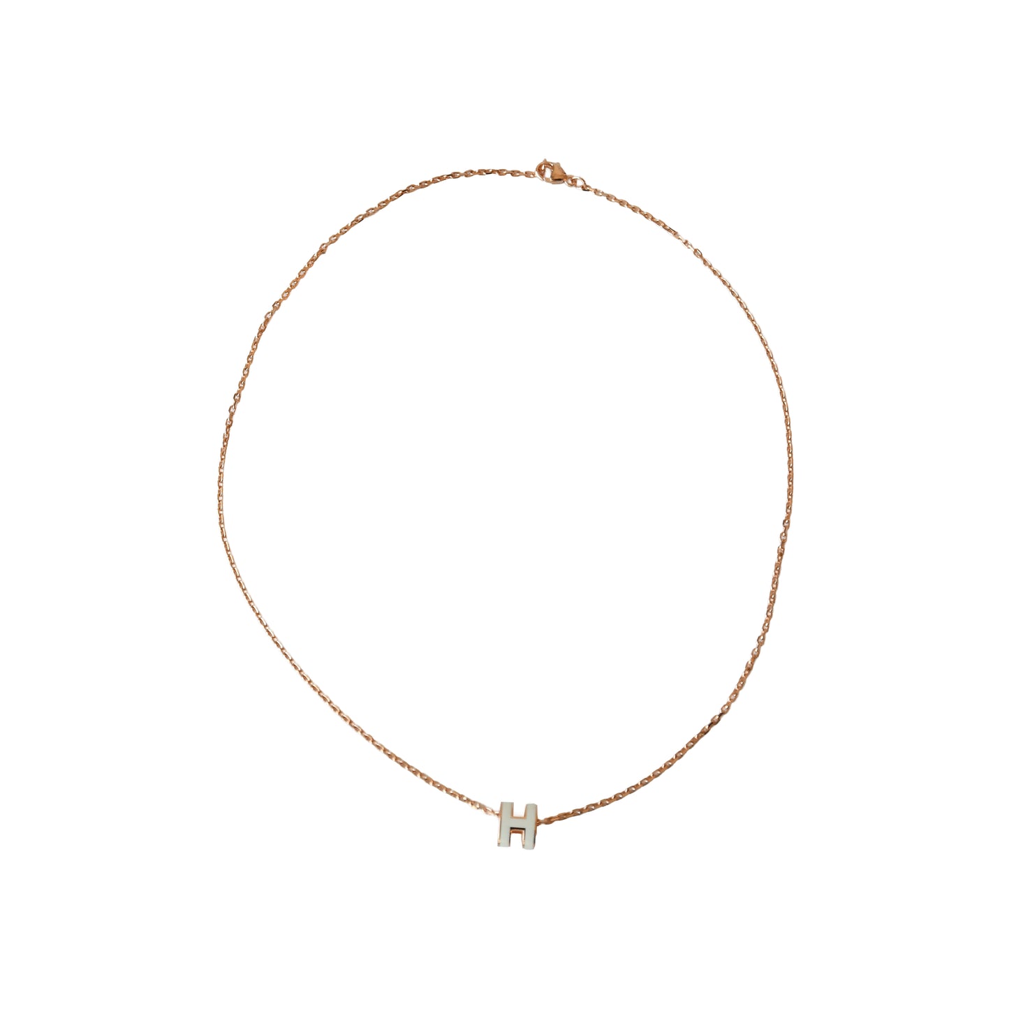 Hermes Mini Pop H Necklaces Rose Gold Hardware White-NOBLEMARS