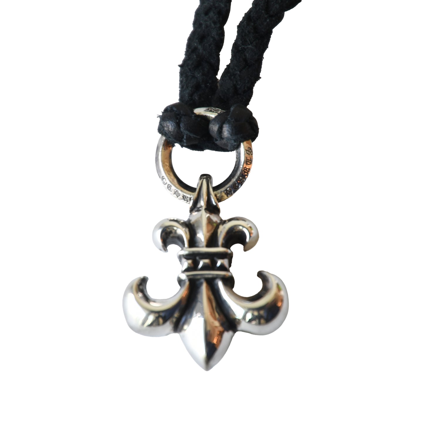 Chrome Hearts BS Fleur Black Cord Necklace Silver- NOBLEMARS