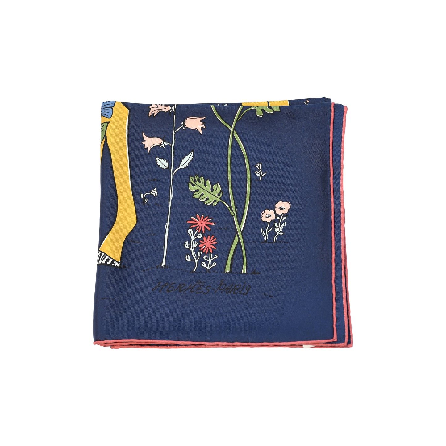 Hermes Le Pommier Sellier Carre 90 Scarf Navy Blue