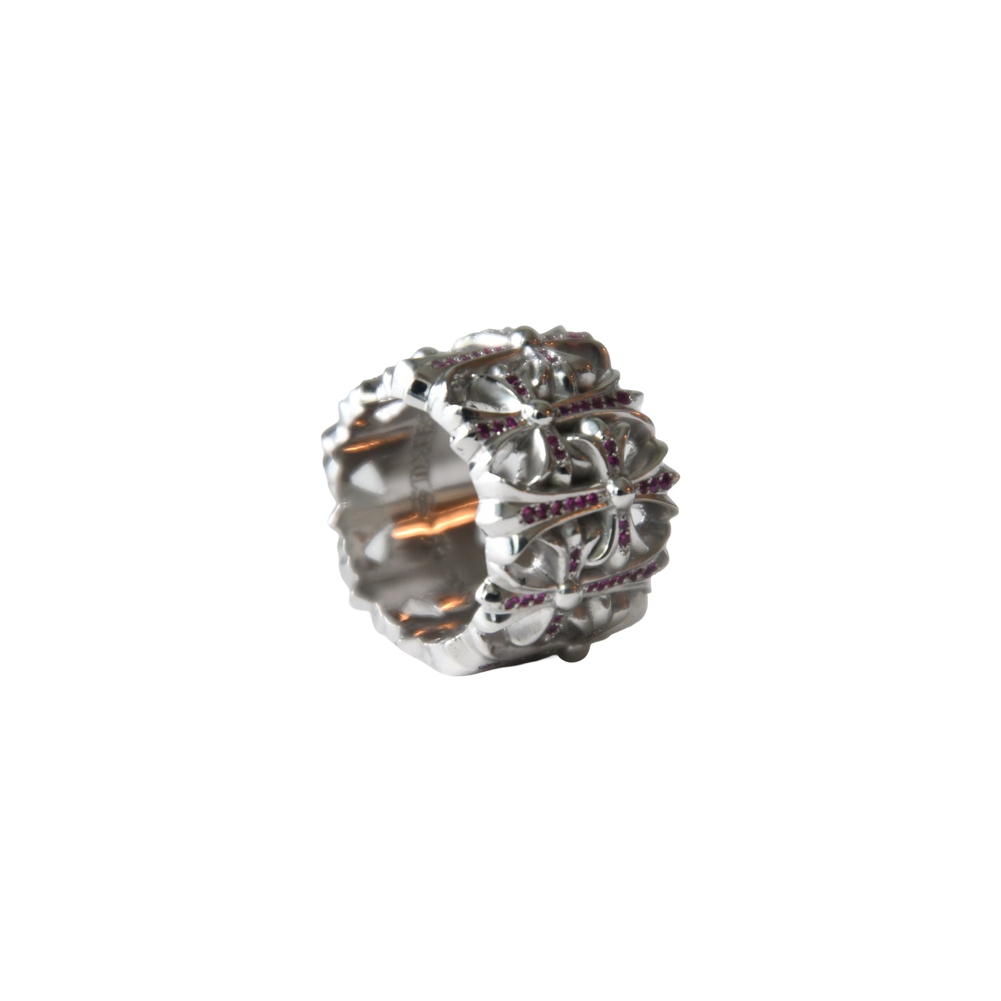 Chrome Hearts Cemetery Ring Pink Sapphires Rubies Silver