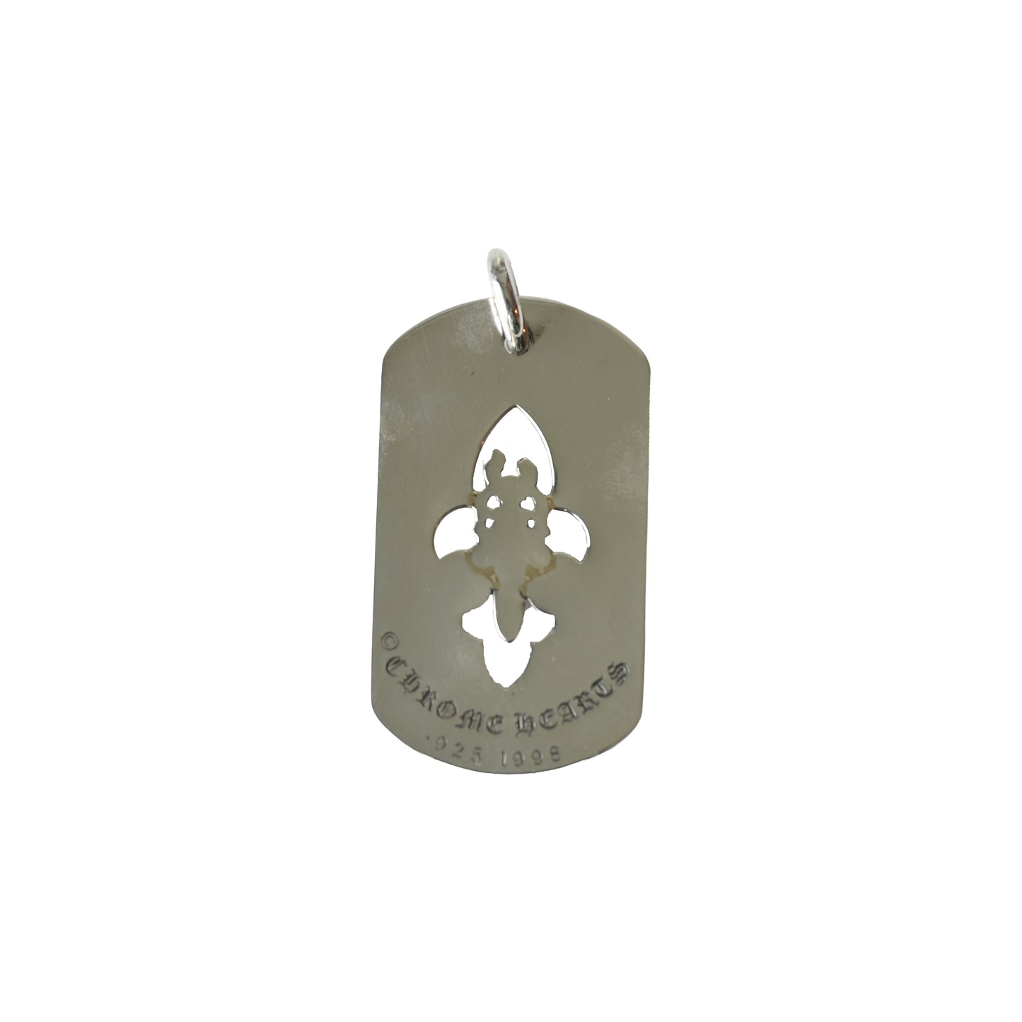 Chrome Hearts Cutout Fleur-de-lis With Dagger Dog Tag Pendant Silver