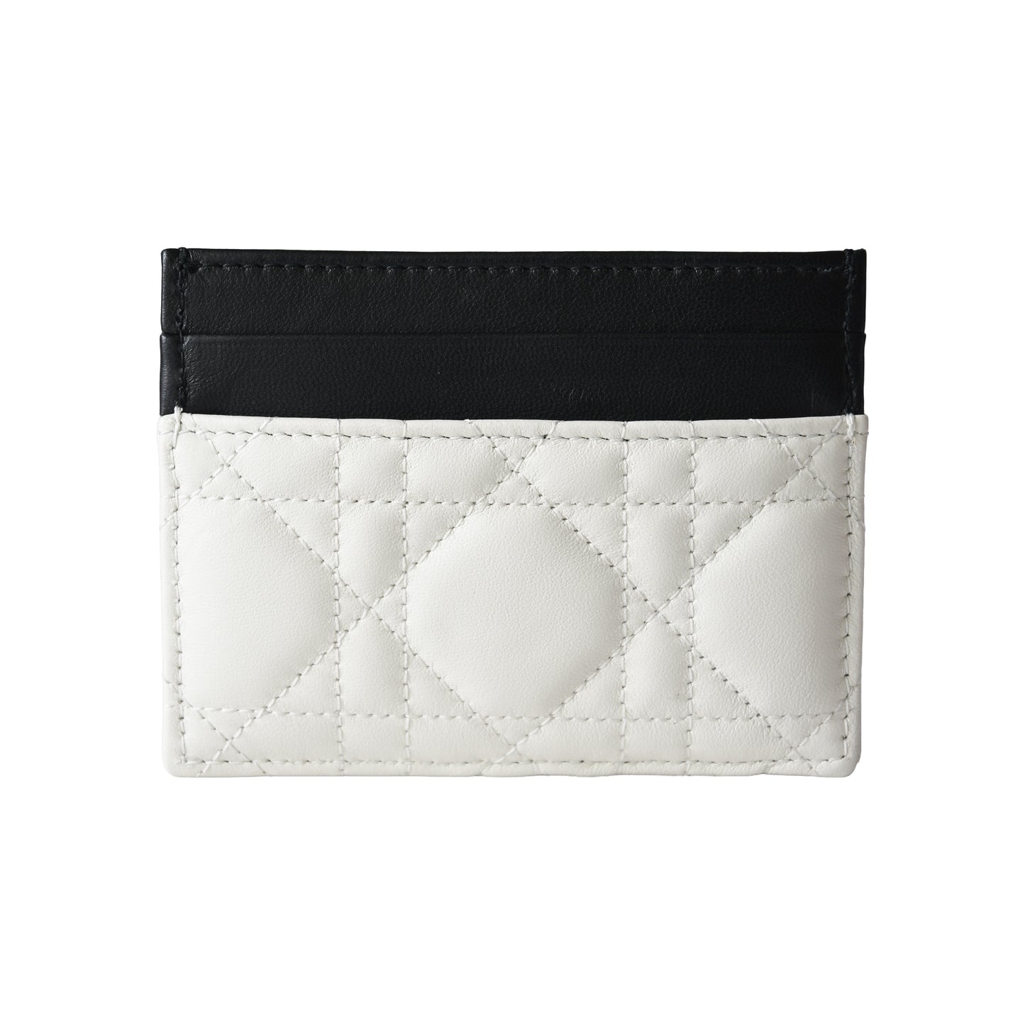 Dior Lambskin Lady Freesia Card Holder Black White