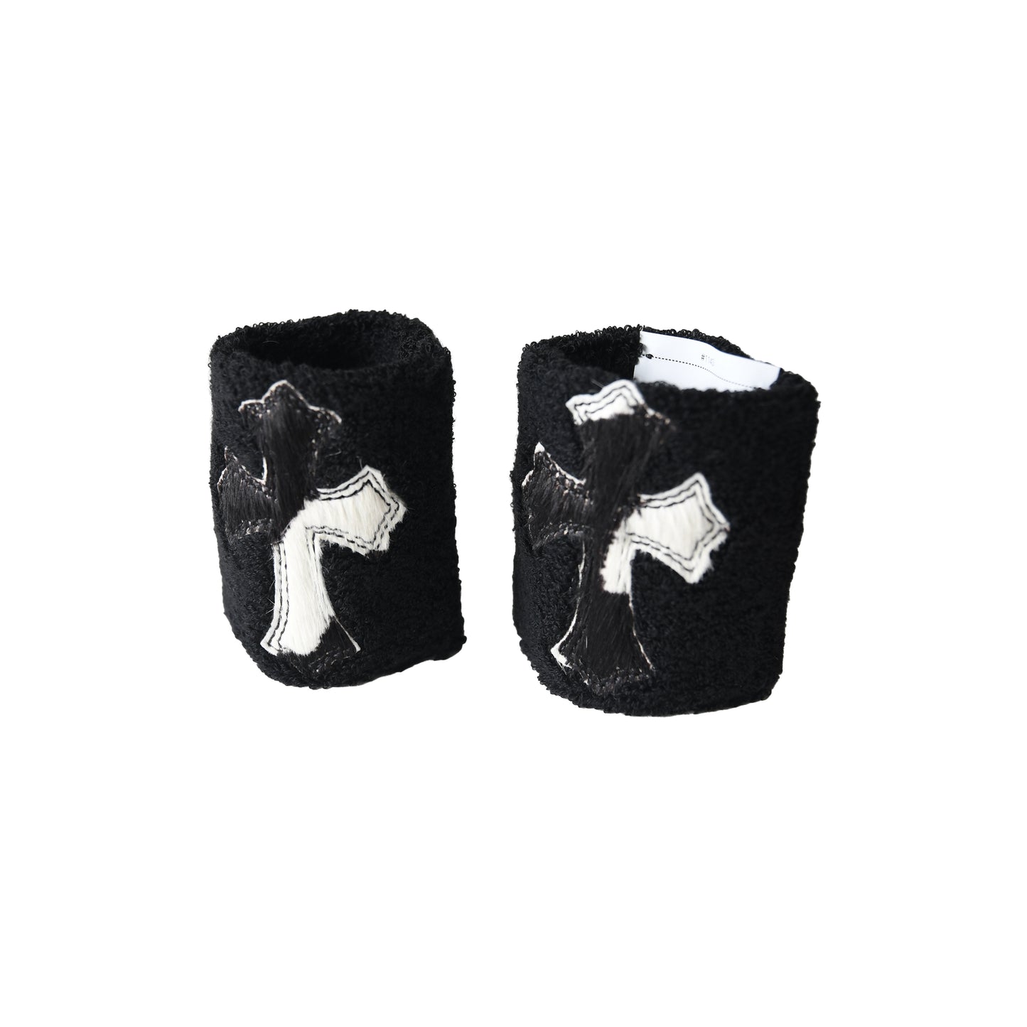 Chrome Hearts Pony Hair Cross Patch Wrist Sweatbands Black