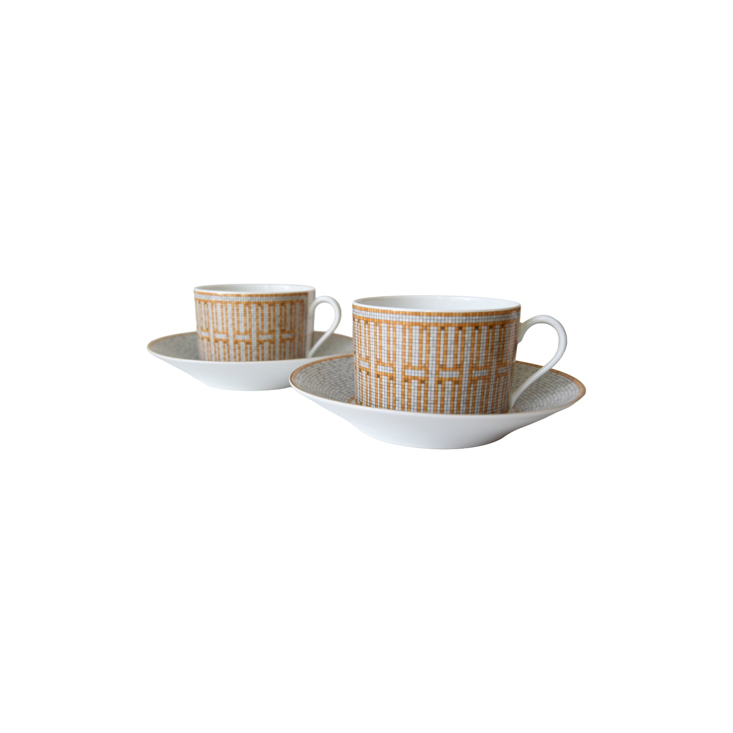 Hermes Mosaique au 24 Gold Breakfast Cup and Saucer (2 sets)