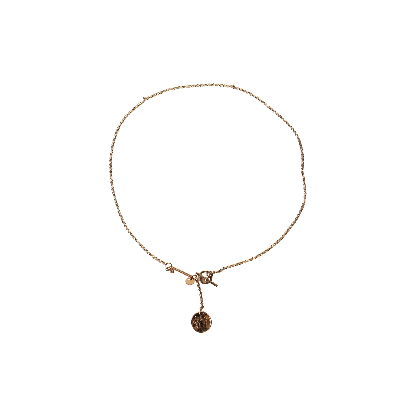 Hermes 18K Ex-Libris Necklace Rose Gold
