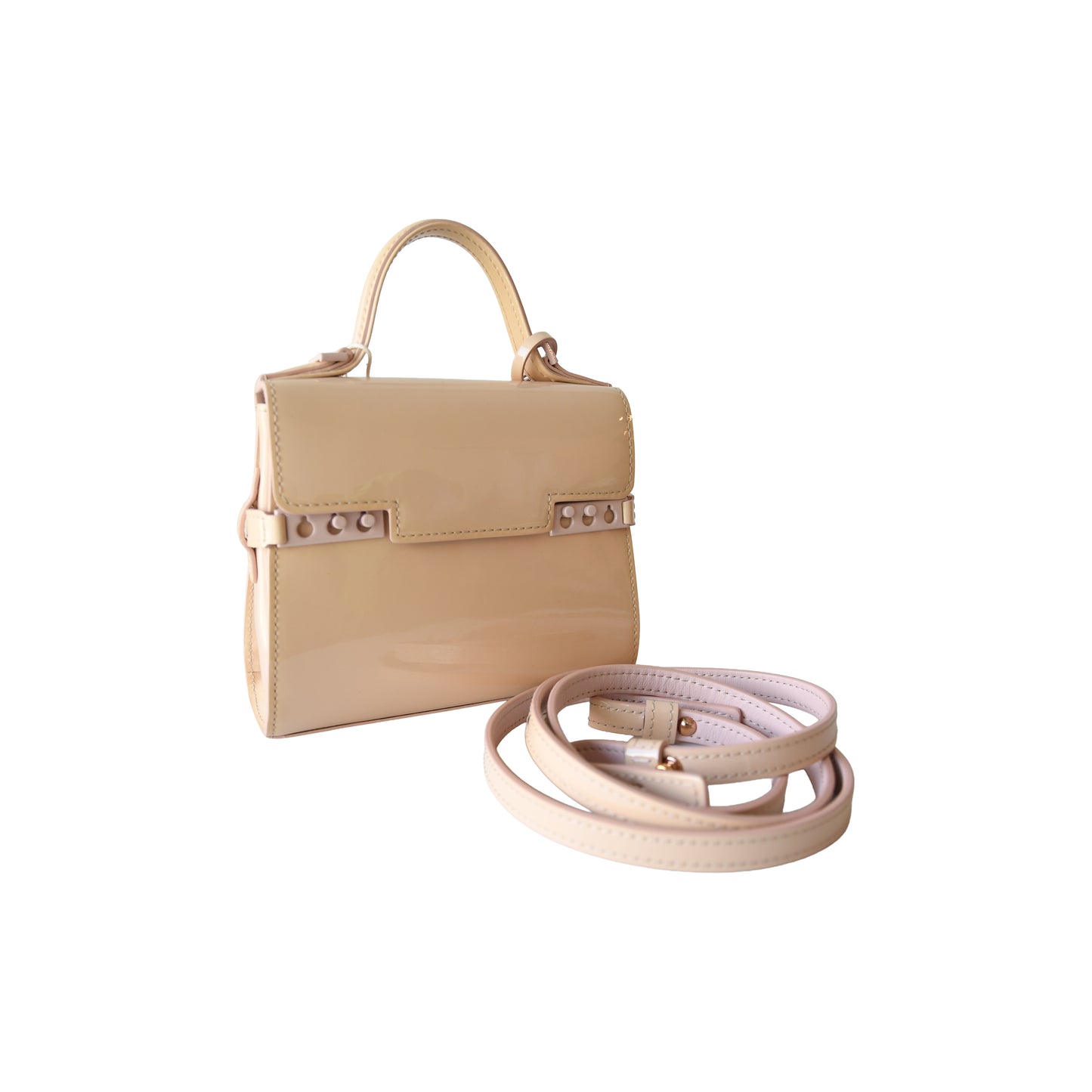 Delvaux Tempete Micro Top Handle Bag Beige Pink