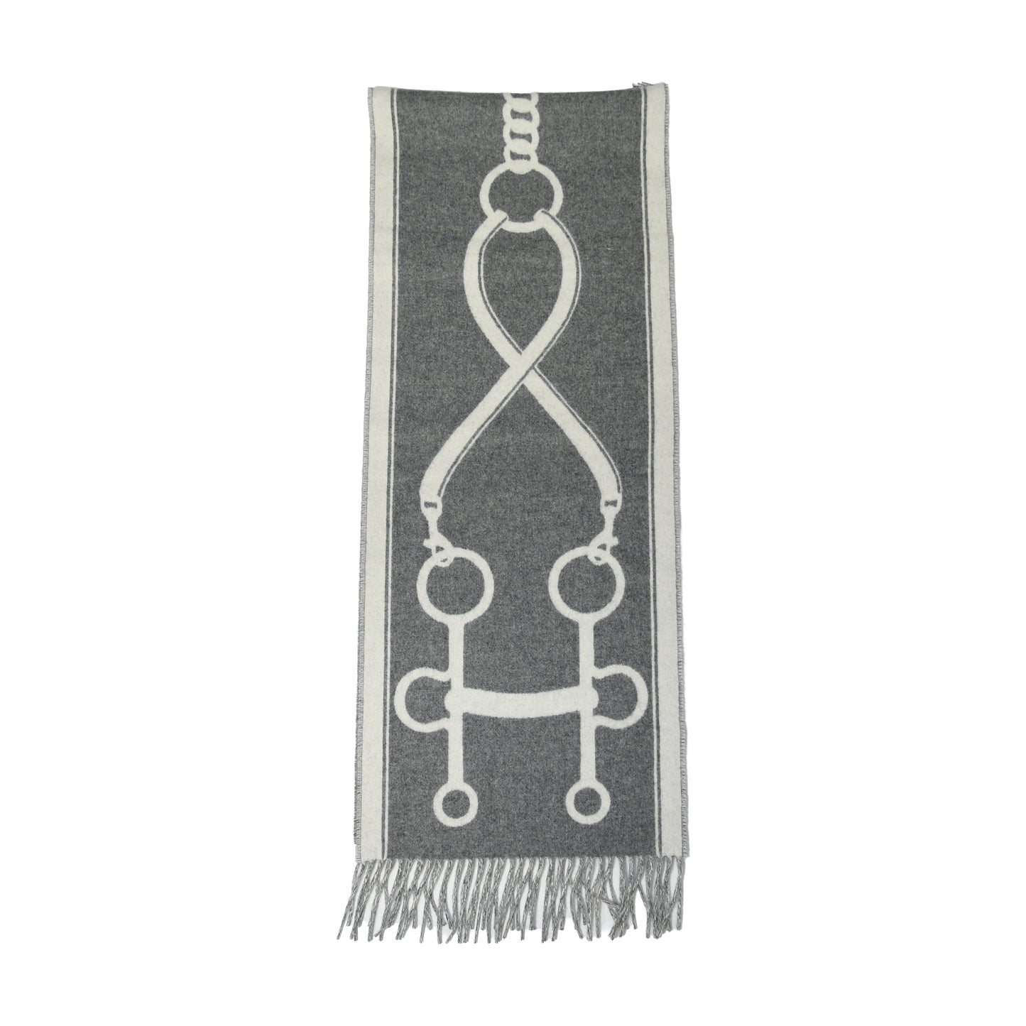 Hermes Casaque Mors Scarf Ivoire Gris Flanelle