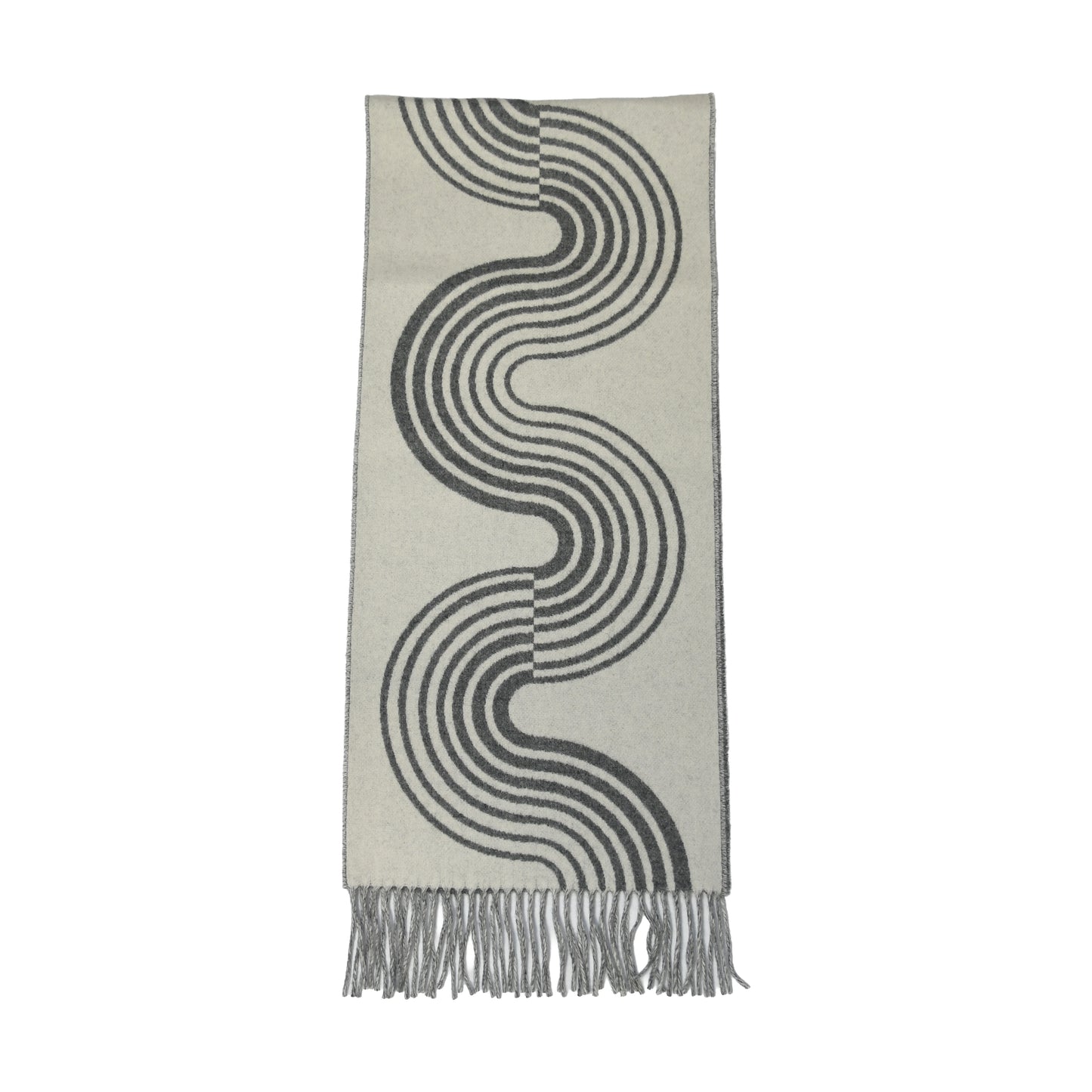 Hermes Casaque Vague Scarf Muffler Gris Flanelle Ivoire