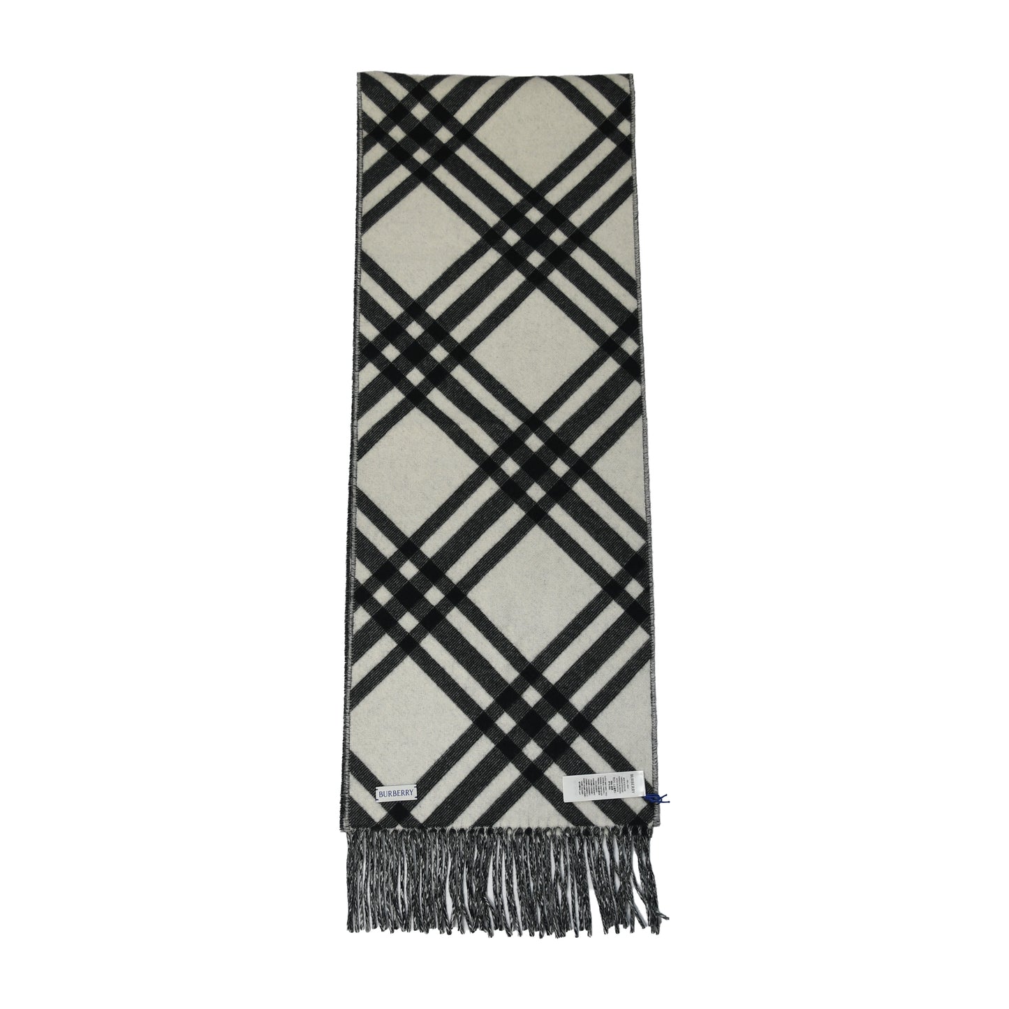 Burberry Check Cashmere Scarf Black Calico Beige