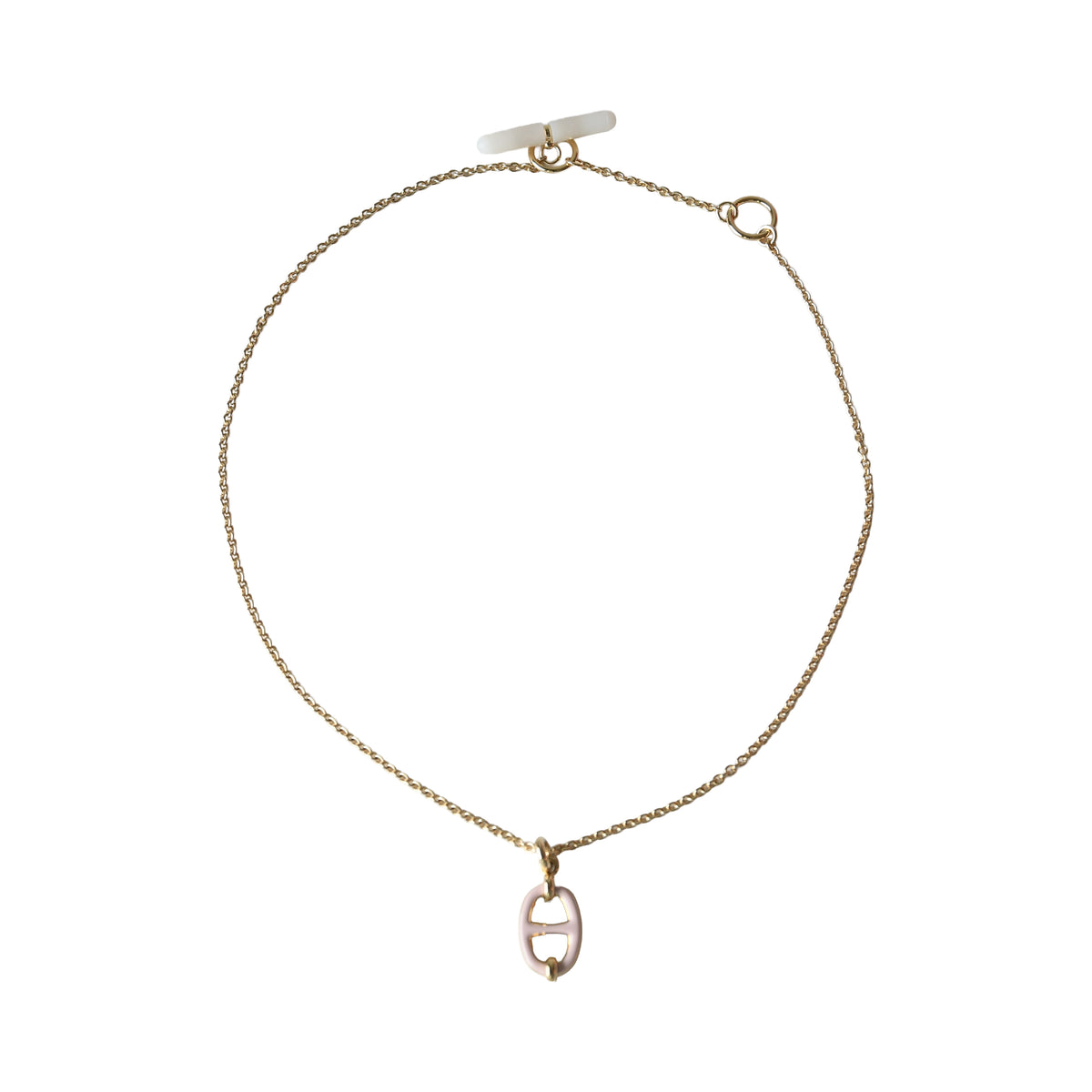 Hermes Mini Maillon Pendant Necklace Gold Hardware Pink