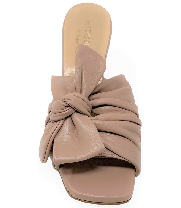 MADISON MAISON™ NUDE LEATHER BOW TIE MULE-NOBLEMARS