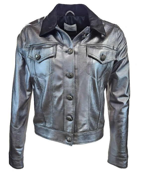 Madison Maison™ Silver/Black Leather Jacket-NOBLEMARS