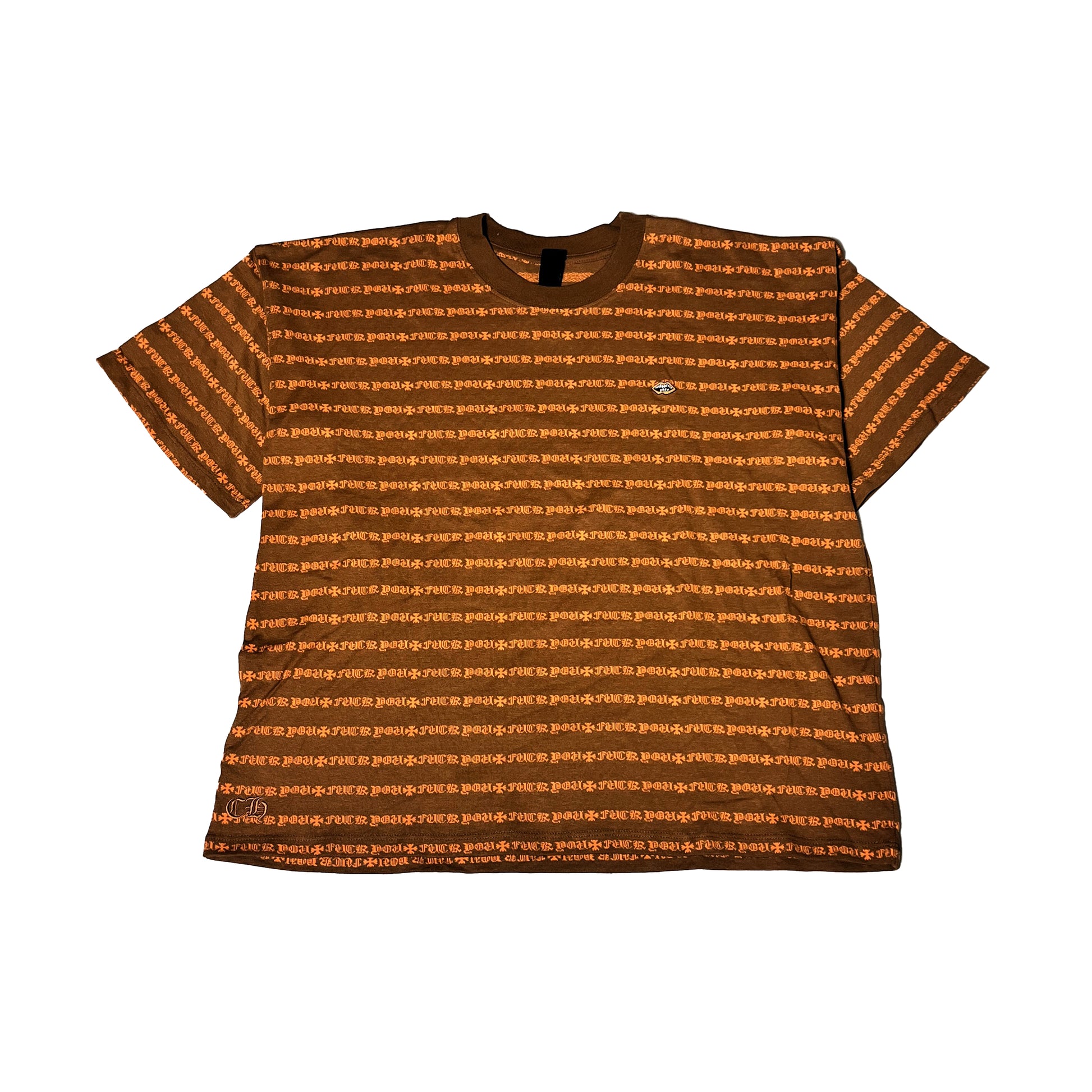 Chrome Hearts Teens From Mars Striped Chomper T-Shirts Brown Orange - NOBLEMARS