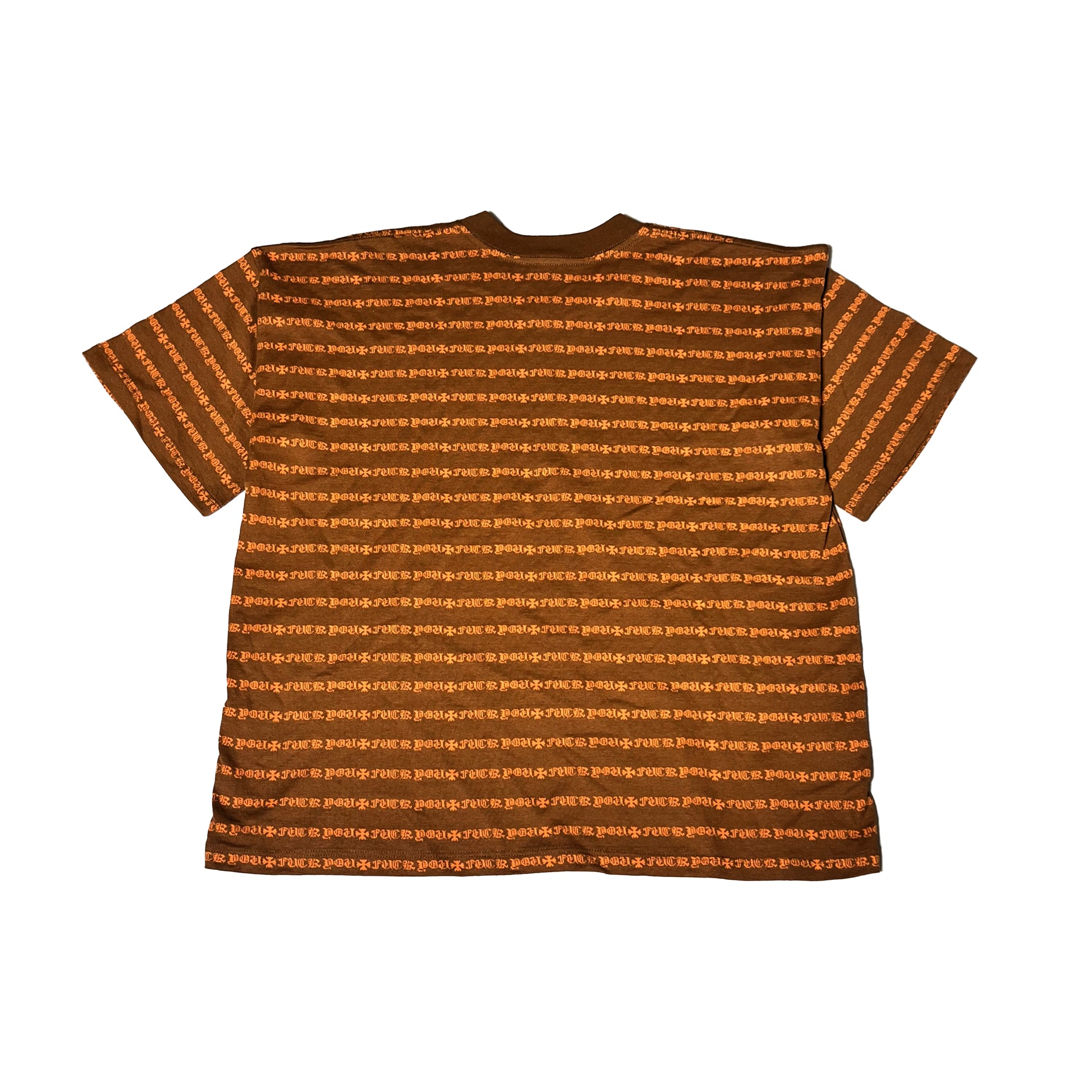 Chrome Hearts Teens From Mars Striped Chomper T-Shirts Brown Orange - NOBLEMARS