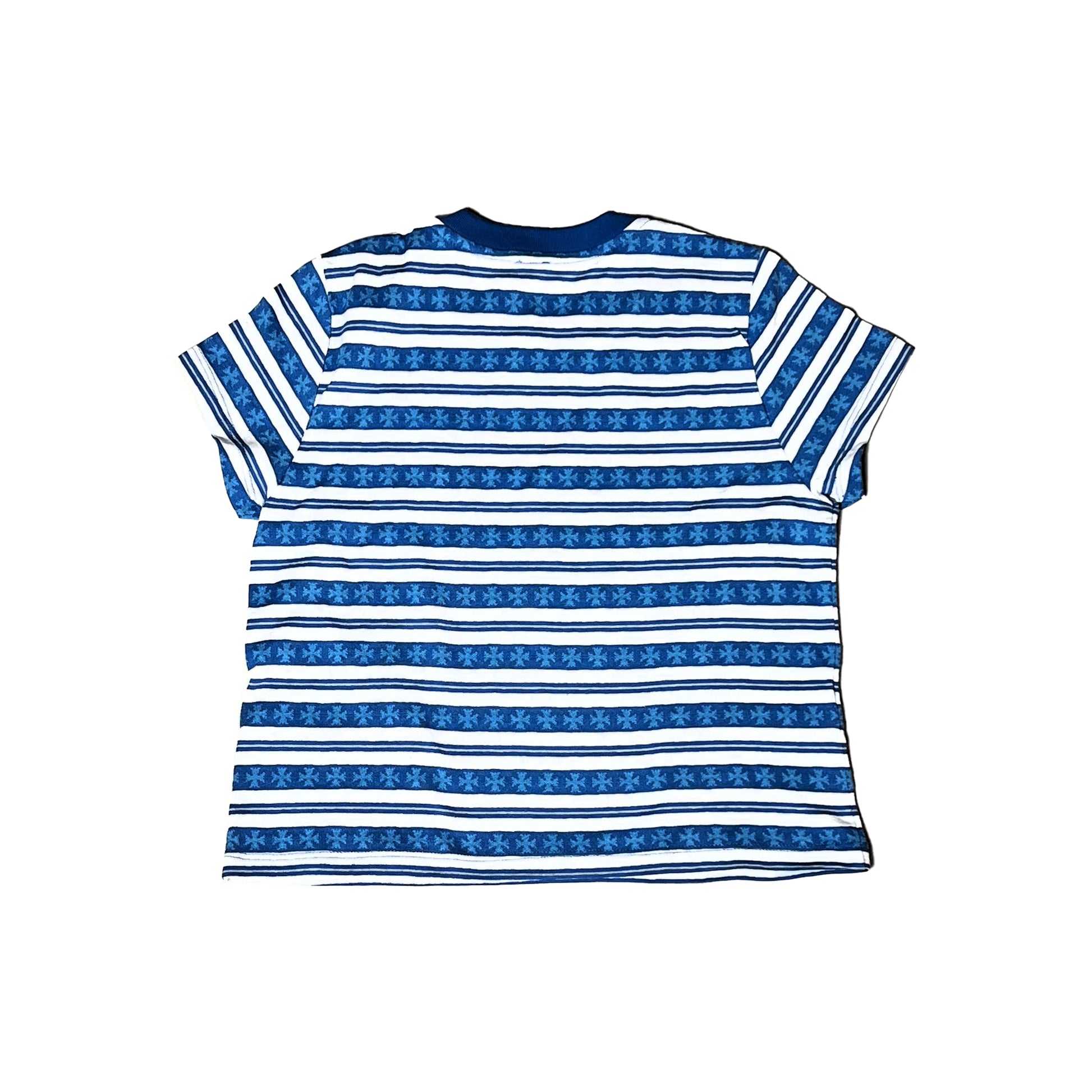 Chrome Hearts Teens From Mars Striped Plus Cross T-Shirts Blue - NOBLEMARS