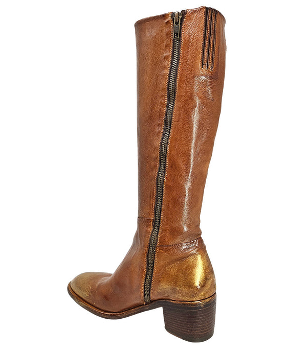 Madison Maison Cognac Tall Hand Rubbed Lock Boot-NOBLEMARS