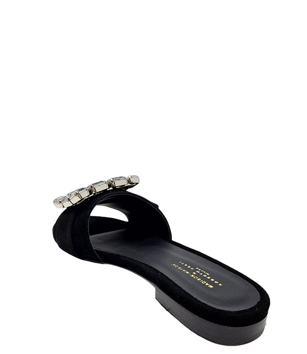 Madison Maison™ Fade Jeweled Buckle Black Suede Sandal-NOBLEMARS
