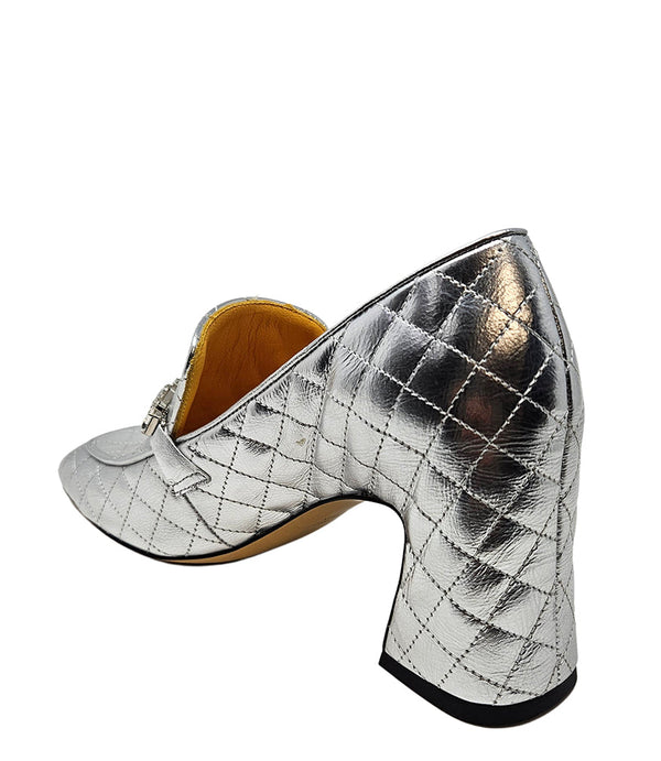 Madison Maison™ Silver Leather Quilted Loafer-NOBLEMARS