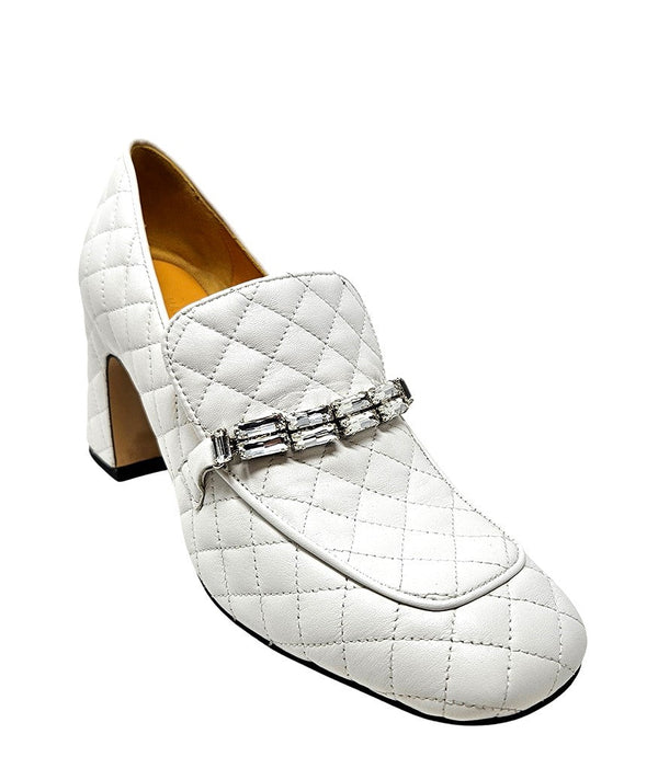 Madison Maison™ White Leather Quilted Loafer-NOBLEMARS