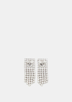 ALESSANDRA RICH Crystal Square Fringes Earrings - NOBLEMARS