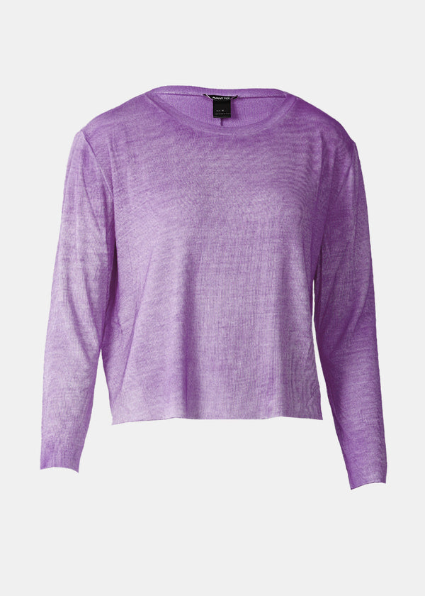 Avant Toi Purple Ribbed Round Neck Cropped T-Shirt - NOBLEMARS