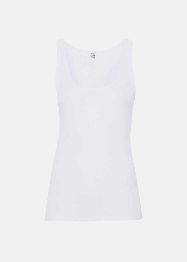 TOTEME White Classic Ribbed Tank Top - NOBLEMARS