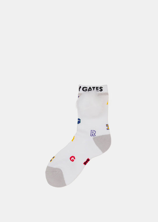 PEARLY GATES White Middle Socks With Fur Brahma - NOBLEMARS