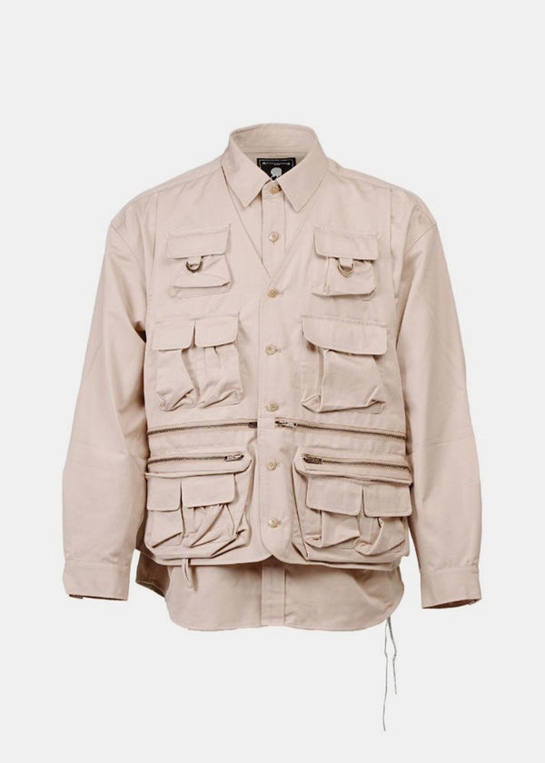 MASTERMIND WORLD Beige Multi Pockets Shirt Jacket - NOBLEMARS