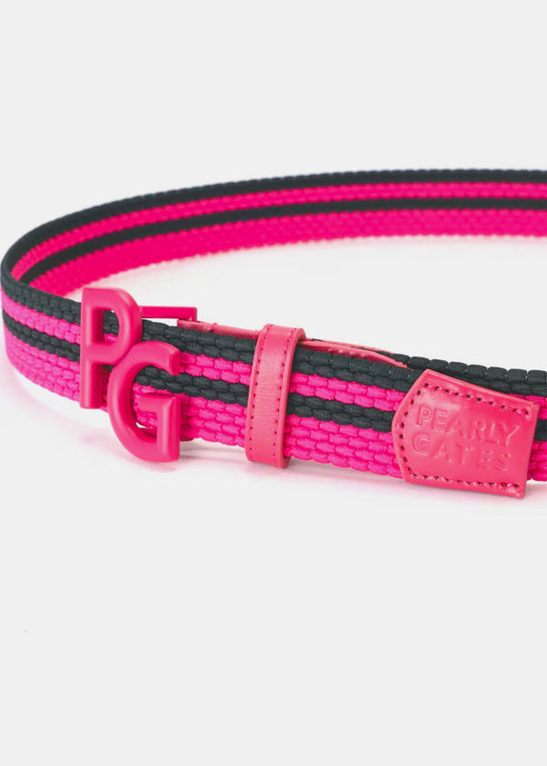 PEARLY GATES Pink Line Rubber Mesh Belt - NOBLEMARS